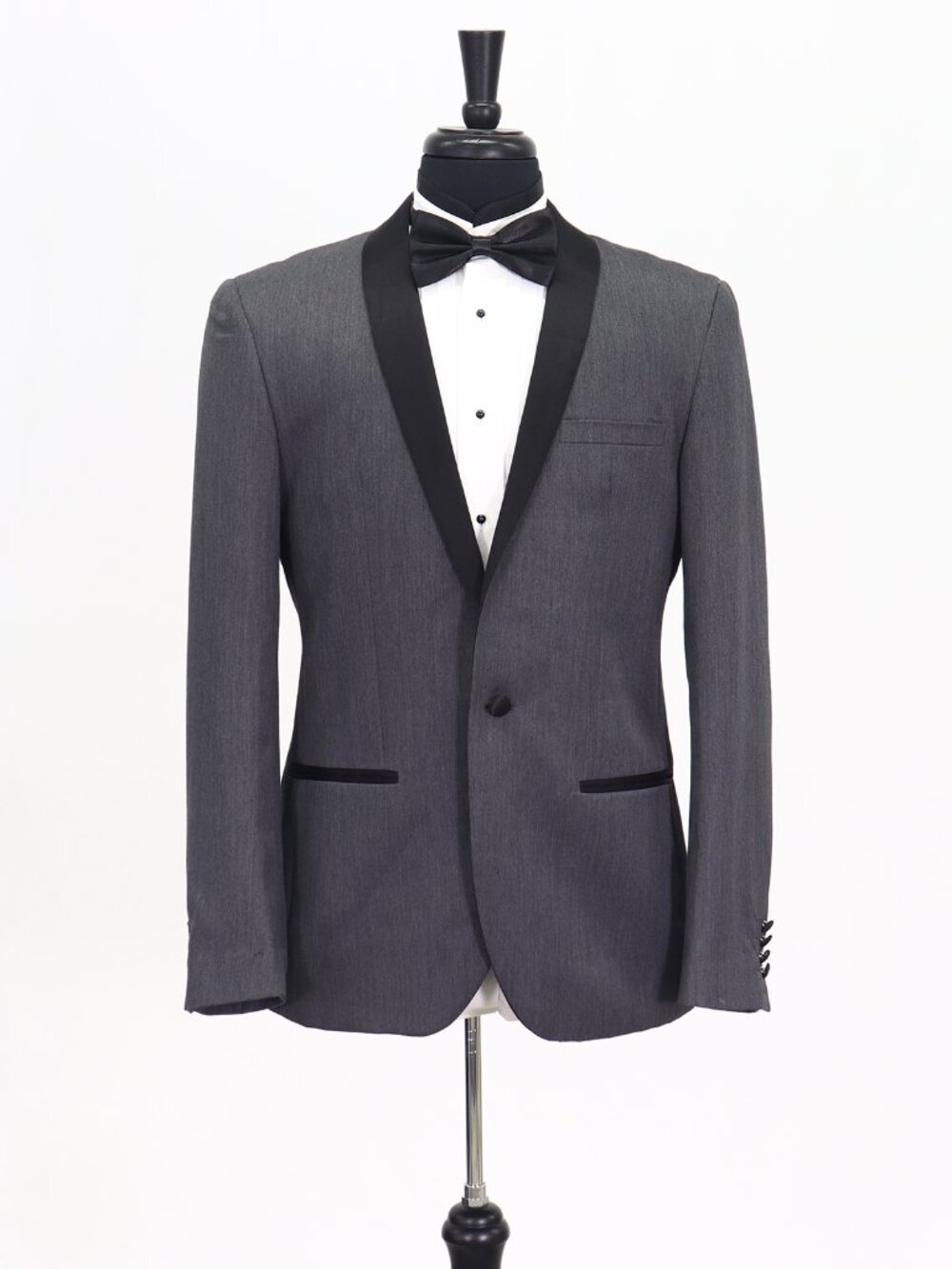 EDGE 40R Gray Blazer Sport Coat Tuxedo Jacket 1-Button Solid Y949
